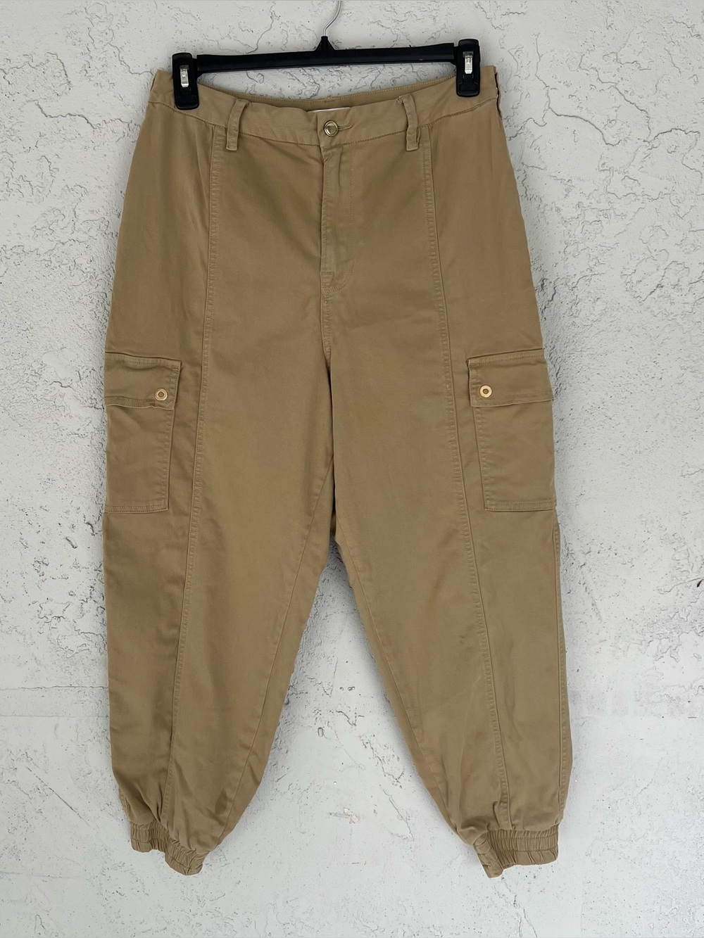Good American Utility Cargo Jogger Pants 14/32 Khaki Ankle Cinch Casual